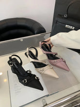 LBSFY  - Pointed Toe Women Sandals 2024 New Arrivals Black Pink Beige Belt Buckle Party Dress Shoes Ankle Strap Sexy Party Dress Shoes